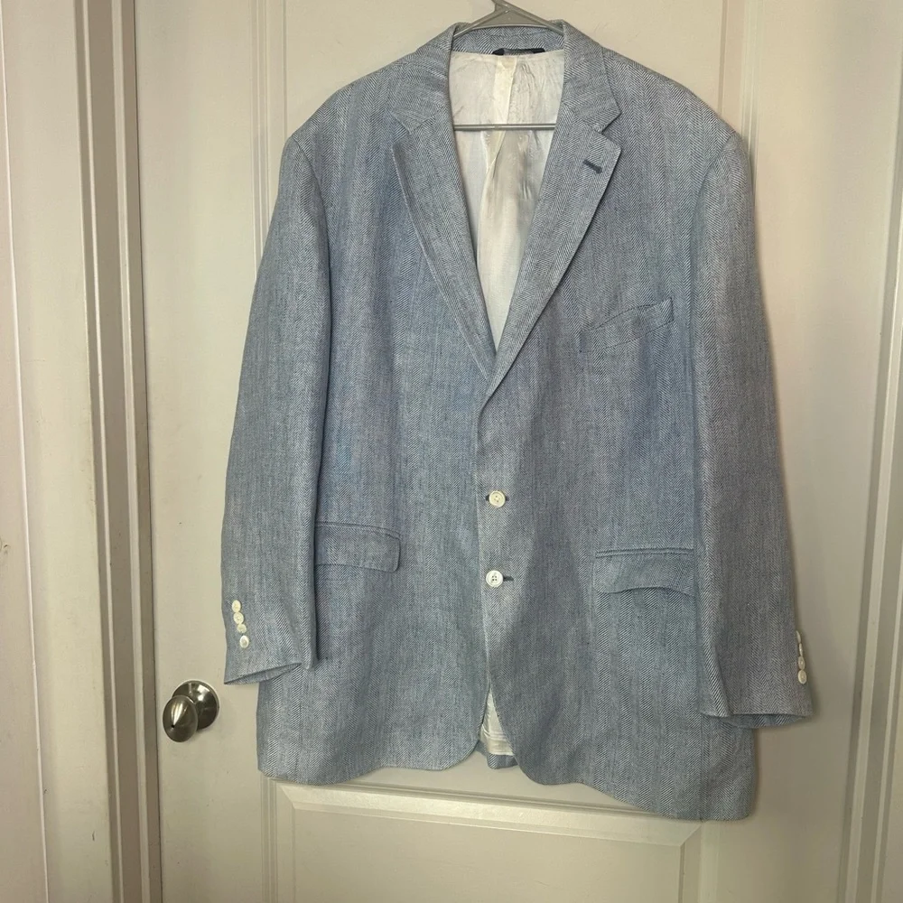 Ben Silver Charleston Linen Luxe Fabric Blue Quiet Luxury Blazer/ Sport Coat,51T